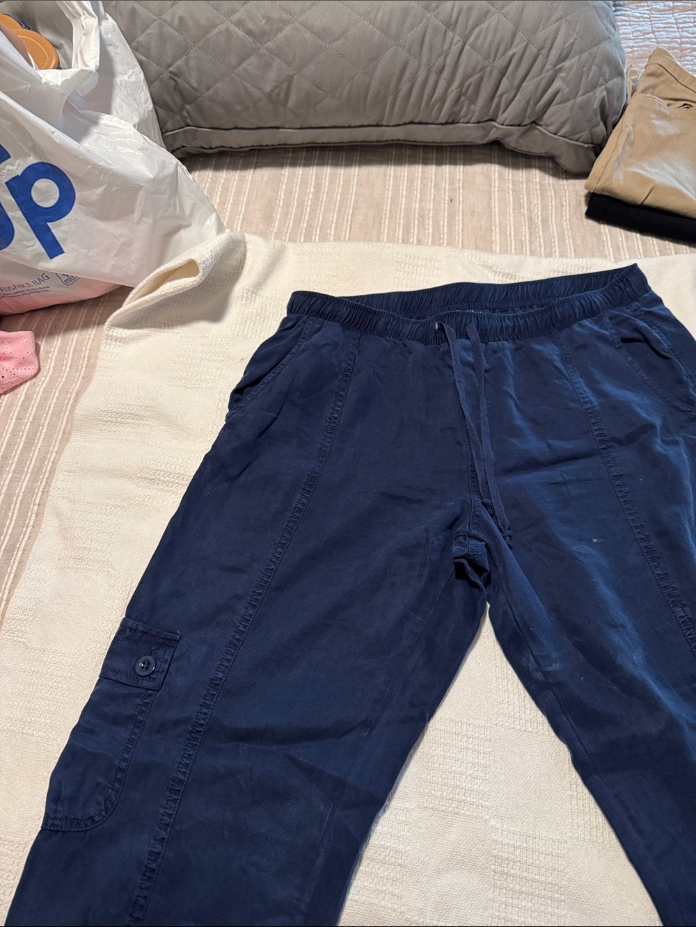 Womens Navy Cargo Jogger Pants - Comfortable Everyday Fit